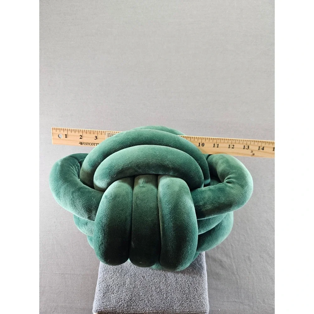Emerald Green Velvet Knot Pillow Decorative Sculptural Throw Cushion (sku 139)
